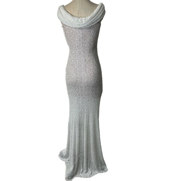 SELF-PORTRAIT Beaded Maxi Dress in White New Wedding Formal Gown Womens - Picture 7 of 16